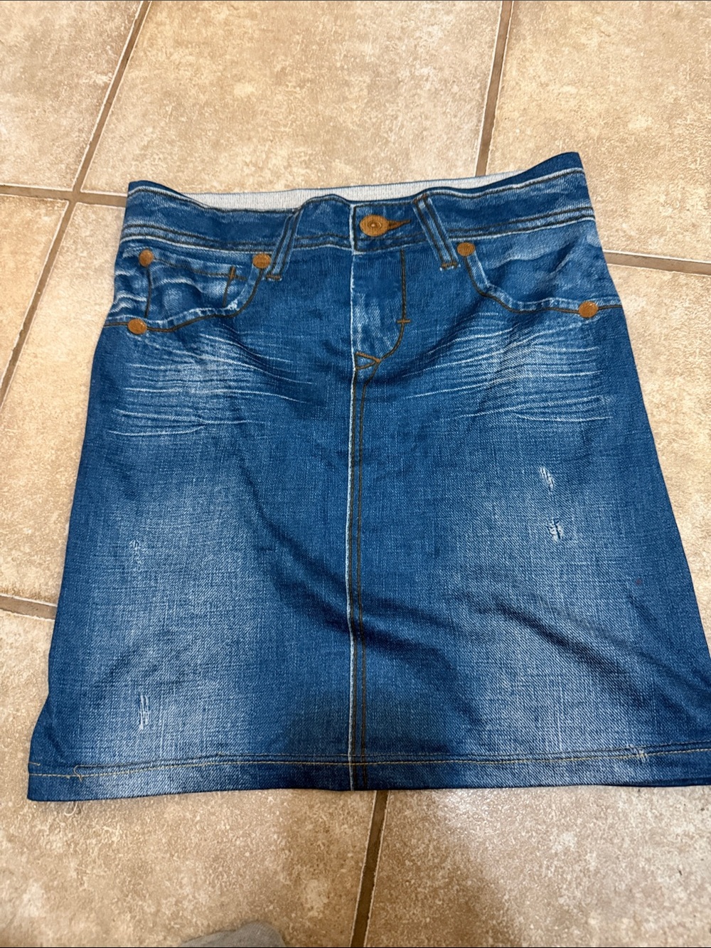 Spandex Denim A-Line Skirt - Blue